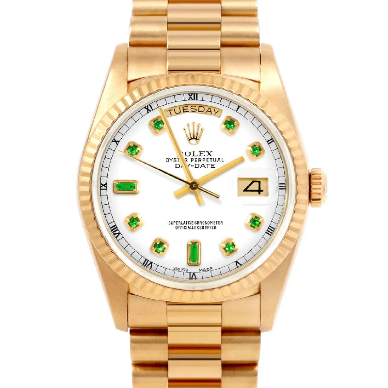 Rolex Day-Date 36mm | 18038-WHT-EMD-AM-FLT-PRS