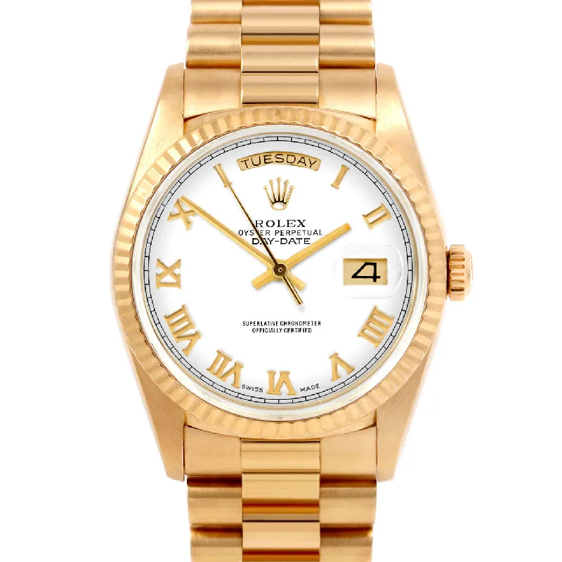 Rolex Day-Date 36mm | 18038-WHT-ROM-FLT-PRS