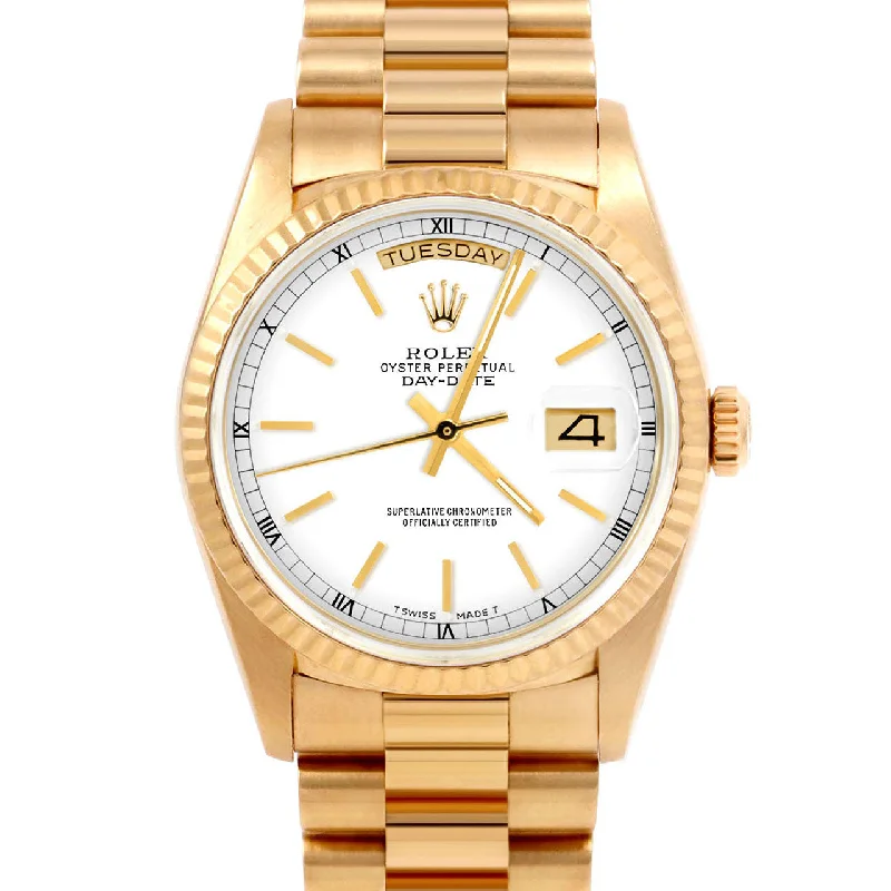 Rolex Day-Date 36mm | 18038-WHT-STK-FLT-PRS