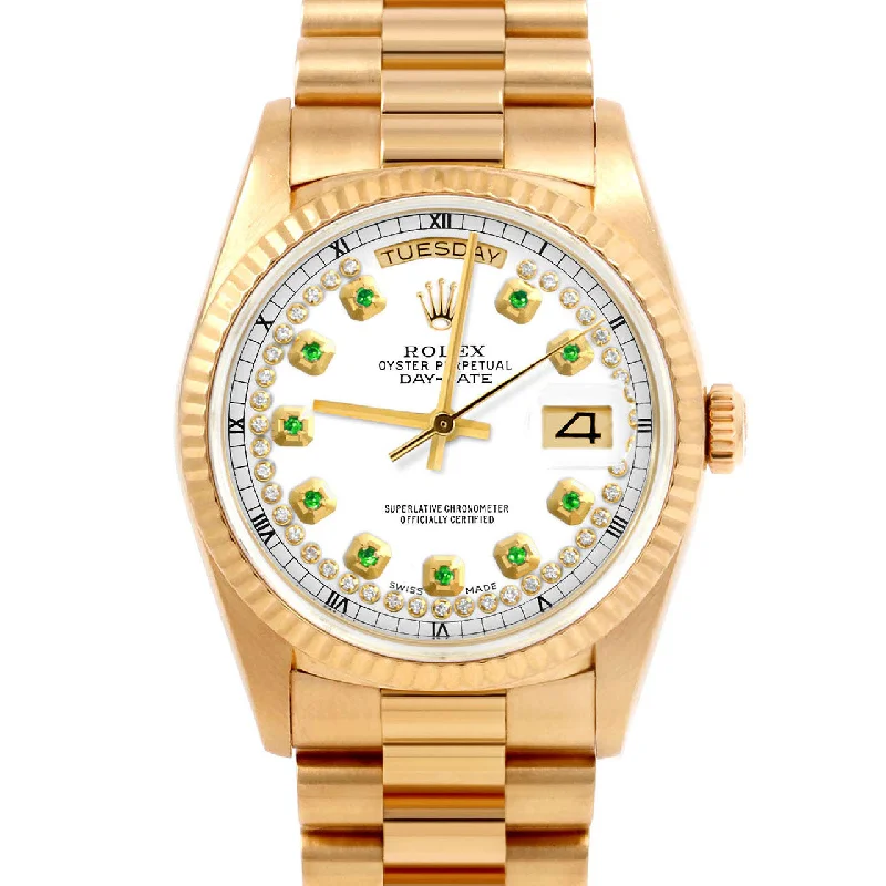 Rolex Day-Date 36mm | 18038-WHT-STRE-FLT-PRS