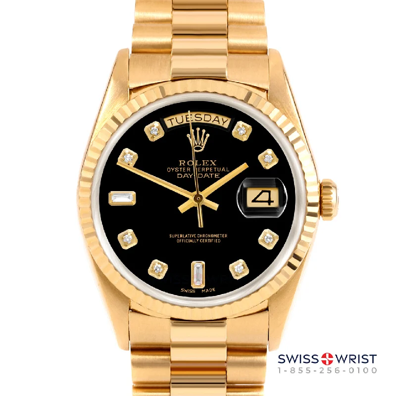 Rolex Day-Date 36mm | 18238-BLK-DIA-AM-FLT-PRS