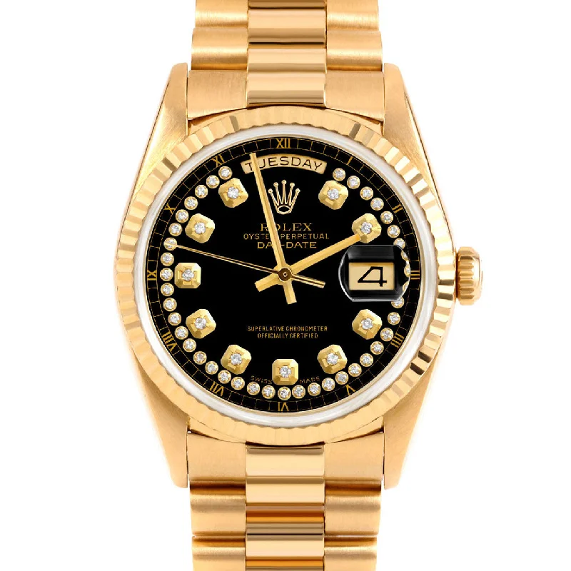 Rolex Day-Date 36mm | 18238-BLK-STRD-FLT-PRS