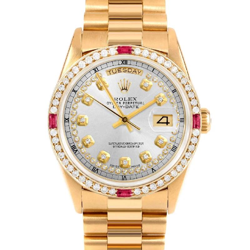 Rolex Day-Date 36mm | 18238-SLV-STRD-4RBY-PRS