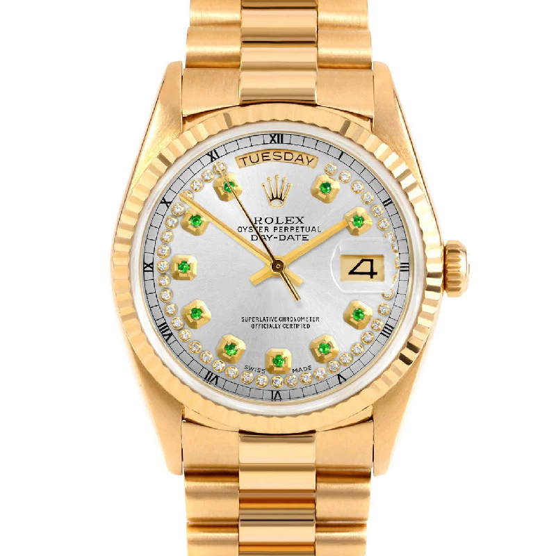 Rolex Day-Date 36mm | 18238-SLV-STRE-FLT-PRS