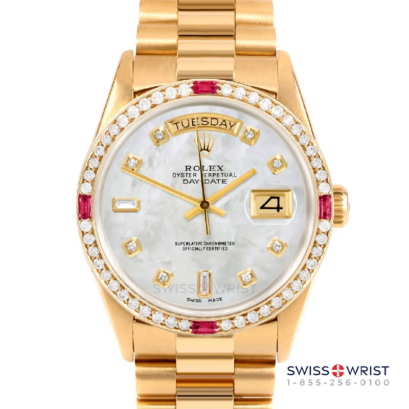 Rolex Day-Date 36mm | 18238-WMOP-DIA-AM-4RBY-PRS