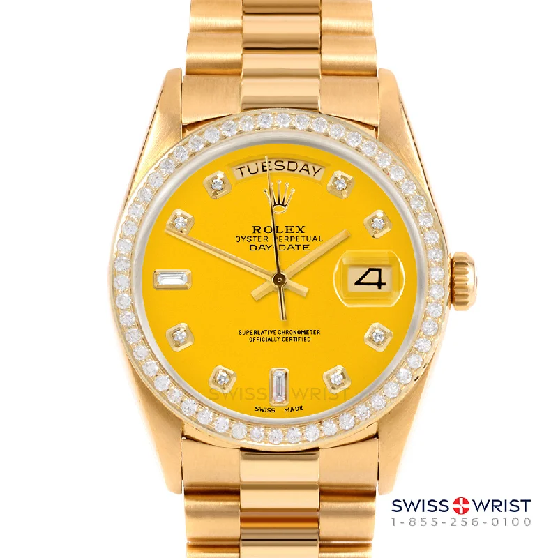 Rolex Day-Date 36mm | 18238-YLW-DIA-AM-BDS-PRS