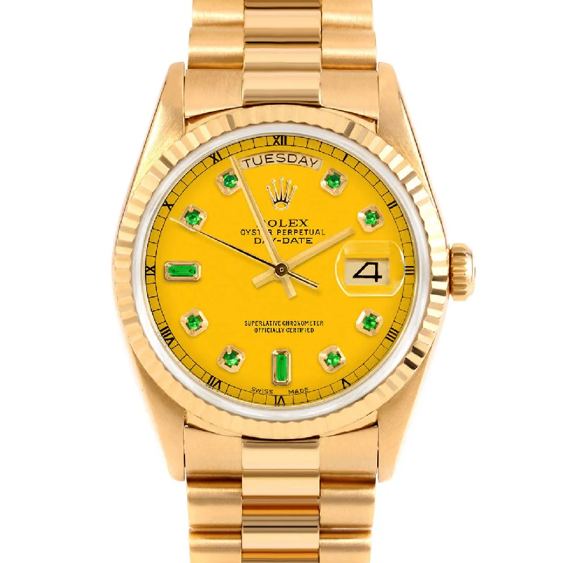 Rolex Day-Date 36mm | 18238-YLW-EMD-AM-FLT-PRS